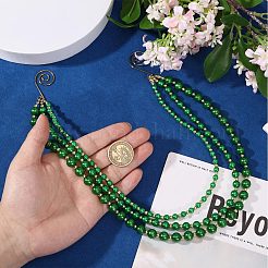 ABSプラスチックパールラウンドビーズと鉄製クリスマスツリー飾り  パーティーデコレーション  ゴールドカラー  フローラルホワイト  500mm&nbsp;HJEW-PH02600