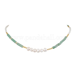 Natural Gemstone & Natural Pearl & Glass Seed Beaded Necklaces for Women&nbsp;NJEW-JN05094