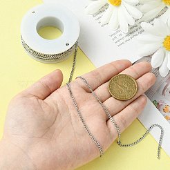 変色防止304ステンレススチールカーブチェーンツイストリンクチェーン  溶接されていない  多面カット  ステンレス鋼色  3x2.2x1mm&nbsp;CHS-K001-18-2.2mm