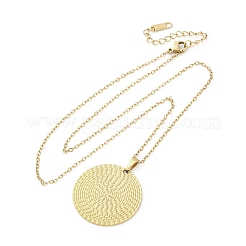 Flat Round 304 Stainless Steel Pendant Necklaces&nbsp;NJEW-M096-28G