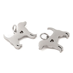 変色しない304ステンレススチールペンダント  丸カン付き  犬チャーム  ステンレス鋼色  13.5x17x1.4mm  穴：3.2mm&nbsp;X-STAS-Z042-11P