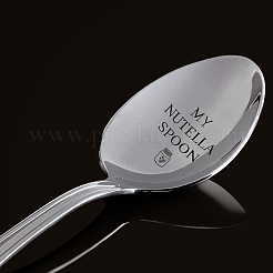ステンレススチールスプーン  黒い言葉で  ステンレス鋼色  ボトル模様  196x32mm  2個/セット&nbsp;AJEW-WH0160-020