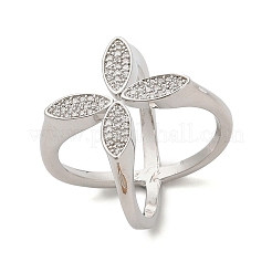 Brass Micro Pave Cubic Zirconia Cuff Rings&nbsp;RJEW-P169-02P