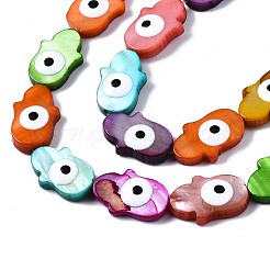 淡水シェルビーズ連売り  エナメル  染め  ハムサ手/ファティマの手/悪魔のミリアムの手  ミックスカラー  14.5x9~10x3.5mm  穴：0.8mm  約26個/連  15.35インチ（39cm）&nbsp;SHEL-T018-25