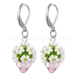 Glass Seed Beads Leverback Earrings&nbsp;EJEW-MZ00324-02