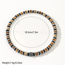 Natural Picture Jasper & Synthetic Non-magnetic Hematite Beads Stretch Bracelets for Men&nbsp;NY6374