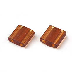 MIYUKIティラビーズ  日本製シードビーズ  2穴  （TL134)透明ダークトパーズ  5x5x1.9mm  穴：0.8mm  約590個/50g&nbsp;SEED-X0054-TL134