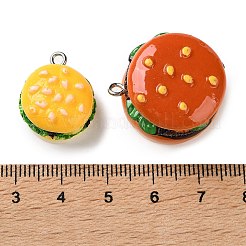 不透明樹脂ペンダント  模造食品  ハンバーガーチャーム  アイアンアイピン  ミックスカラー  19~26x17~24x11.5~15.5mm  穴：2mm  10個/袋&nbsp;RESI-C066-01