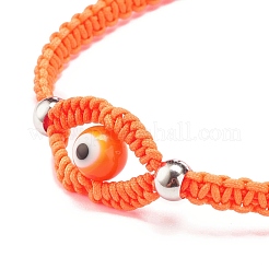 Lampwork Evil Eye Braided Bead Bracelet&nbsp;BJEW-JB07857-01