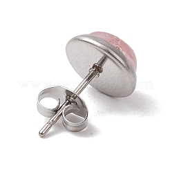 女性用天然石と合成石のミックススタッドピアス  304ステンレススチールスタッドピアス  半円  混成  9.5mm&nbsp;EJEW-JE06257