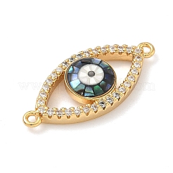 Brass Micro Pave Clear Cubic Zirconia Enamel Horse Eye Connector Charms&nbsp;KK-H534-02G-01