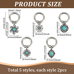10Pcs 5 Styles Synthetic Turquoise Shoes Charms&nbsp;HJEW-PH02345