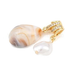ブラジャー マイクロパヴェ クリアキュービックジルコニア ヨーロピアン ダングルチャーム  大穴ペンダント  シェル形状  ABS樹脂製の模造真珠と樹脂製  カドミウムフリー＆鉛フリー  18KGP本金メッキ  35x23x10.5mm  穴：4mm&nbsp;PL-CBA9D14-02G