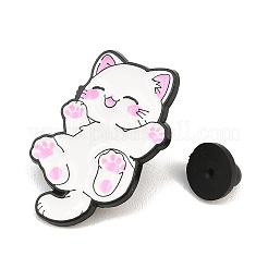 猫の形のエナメルピン  バックパックや衣類用の黒色合金製ラペルピンバック  パールピンク  33.5x24.5mm&nbsp;AL-CBA1C64-01EB