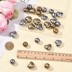 32個 4種類のプリントアクリルビーズ  ヒョウ柄の丸型とハート型  ミックスカラー  15.5~19.5mm  穴：2mm  8個/スタイル&nbsp;PACR-FS0001-12
