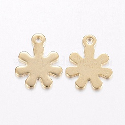 ステンレススチールチャーム201個  花  ゴールドカラー  13x10.5x0.8mm  穴：1.2mm&nbsp;STAS-H443-24G