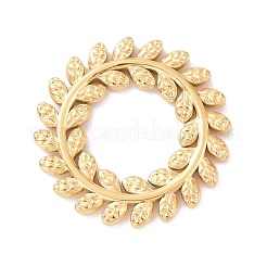 イオンプレーティング（IP）304ステンレス鋼リンクリング  葉の花輪  ゴールドカラー  22x1.5mm  内径：10mm&nbsp;STAS-G264-03G