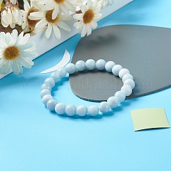 レイキクリスタルナチュラルカルセドニーイミテーションアクアマリンストレッチブレスレットセット男性用女性用  合成ブラックストーン＆合成ヘマタイトブレスレット  ヒョウ真鍮マイクロパヴェ キュービックジルコニア ブレスレット  紺碧  内径：2-1/4~2-3/8インチ（5.6~6cm）  3個/セット&nbsp;BJEW-JB06806-01