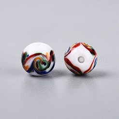 手作りランプワークビーズ  ラウンド  ホワイト  11.5~12.5mm  穴：1~1.8mm&nbsp;LAMP-Q039-05H