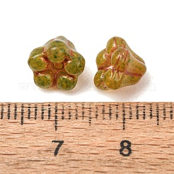手作りのランプワーク ビーズ キャップ  花  黄緑  7x8.5x8.5mm  穴：1mm  約240個/袋&nbsp;LA-CBAA1BE-02K