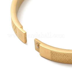 304ステンレススチール製ファンテクスチャヒンジ付きバングル（女性用）  18KGP本金メッキ  6mm  内径：2x2-3/8インチ（5.1x6cm）&nbsp;LS-BJEW-E099-04G-01