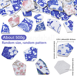 500g 磁器モザイクタイル  DIYモザイクアートクラフト用  額縁など  ブルー  23~42.5x20~36.5x5.5~6mm&nbsp;MOSA-SP0001-04C