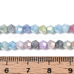 グラデーション染めガラスビーズ連売り  双円錐形  ミックスカラー  4.2~4.9x3.9mm  穴：0.8mm  約80~81個/連  11.97~12.13''（30.4~30.8センチメートル）&nbsp;GLAA-T025-4mm-09K