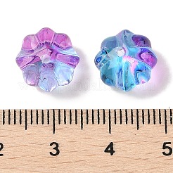 透明スプレーペイントガラスビーズ  花  パープル  11.5x8.5mm  穴：1.2mm&nbsp;GLAA-Z011-10C