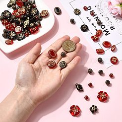 100PCSアクリルビーズ  混合図形  ゴールドライン入り  ミックスカラー  7.5~30x7~19.5x4.5~10mm  穴：1.5~2mm&nbsp;OACR-SC0002-42