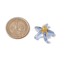 染色されたガラスのペンダント  花  真鍮のループと鉄の金具付き  ミックスカラー  20.5x25.5x20.5mm  穴：4x3mm&nbsp;PALLOY-MZ00658