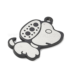 304ステンレスペンダント  斑点のある犬のチャーム  艶出し  イオンプレーティング（ip）  ブラック  24x18.5x1.5mm  穴：1.9mm&nbsp;SA-CBAE115-11EB