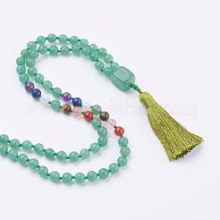 Natural Green Aventurine Tassel Pendant Necklaces&nbsp;NJEW-P193-A06