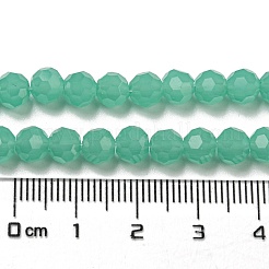 模造翡翠ガラスビーズスタンド  ファセット（32ファセット）  ラウンド  グリーン  6mm  穴：1mm  約98個/連  20.47''（52センチメートル）&nbsp;X-EGLA-A035-J6mm-D10