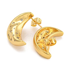 Brass Micro Pave Clear Cubic Zirconia Stud Earrings&nbsp;EJEW-L295-002D-G