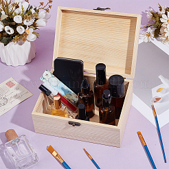木製収納ボックス  鉄の留め金付き  長方形  アンティークホワイト  20x15x9cm&nbsp;WOOD-WH0062-50B