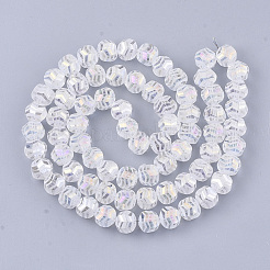 電気メッキガラスビーズセット  艶消し  多面カット  ラウンド  クリアAB  9x10x8.5mm  穴：1.5mm  約68~70個/連  23.62~24.4インチ（60~62cm）&nbsp;EGLA-T018-01-C04