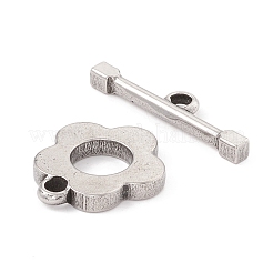 変色しない304ステンレススチールのトグル留め具  花  ステンレス鋼色  花：17.5x15.5x2.5mm  穴：2.5mm  t-バー：5.5x24x2.5mm  穴：2.5mm  2個/セット&nbsp;STAS-G262-02P