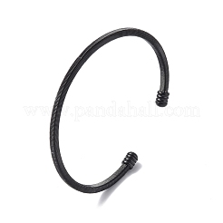 304 Stainless Steel Open Cuff Bangle with Oval Beaded&nbsp;BJEW-C031-02