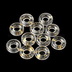 透明ガラス欧州ビーズ  大穴ビーズ  ドーナツ  ゴールド  10x3mm  穴：3.0~4.3mm&nbsp;GLAA-D009-01H