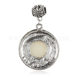 合金ヨーロッパダングルチャーム  アクリルパール付き  半円  アンティークシルバー  50.5mm  穴：5mm&nbsp;PALLOY-P123-10AS