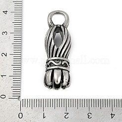 304ステンレスペンダント  コラムチャーム  アンティークシルバー  36x12mm  穴：5.5x6mm&nbsp;STAS-F310-04AS-03