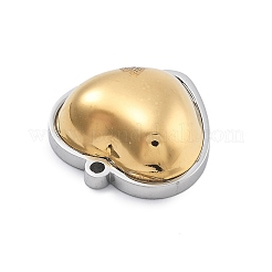304ステンレスペンダント  ハートチャーム  PVD真空メッキ  本金メッキ&ステンレススチールカラー  15.5x15.5x6mm  穴：1.2mm&nbsp;STAS-R155-060G