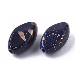スプレー塗装＆ドローベンチアクリルビーズ  オーバル  プルシアンブルー  23x13x10mm  穴：2mm&nbsp;X-DACR-N001-004