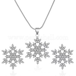 Snowflake Alloy Crystal Rhinestone Pendant Necklaces & Stud Earrings Sets&nbsp;FS-WGBFA9B-02