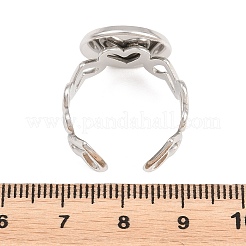 Hollow Heart 304 Stainless Steel Open Cuff Ring Components&nbsp;STAS-F366-08D-P