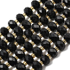 天然石ブラックトルマリンビーズ連売り  多面カット  ロンデル  8x6mm  穴：1mm  約44~46個/連  14.5~15''（37~38センチメートル）&nbsp;G-K380-A06-01
