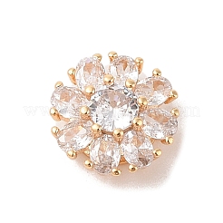 ガラスチャーム  真鍮のパーツと  花  ゴールドカラー  ミックスカラー  13.5x13.5x6.5mm  穴：1.5x3mm&nbsp;KK-B100-057G
