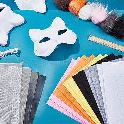 仮面舞踏会マスクのDIYキット  フェルト生地を含む  塩ビプラスチックシート  人工ウール生地  パーティーの装飾  ミックスカラー&nbsp;AJEW-WR0002-85
