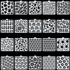 Floral Theme Rectangle PET Plastic Hollow Out Drawing Painting Stencils Templates&nbsp;DIY-WH20082-28B