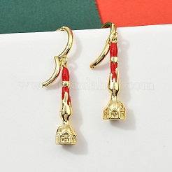 Brass Enamel House Hoop Earrings&nbsp;EJEW-B149-04G